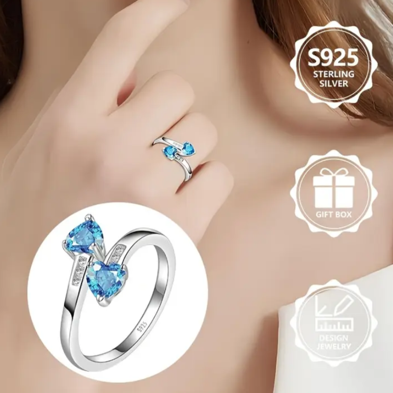 BeMore Heart Series : Blauwe Hartjes Ring
