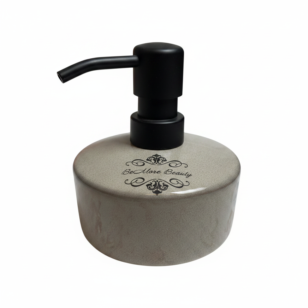 BeMore Dispenser close-up showing handcrafted stone texture and glaze