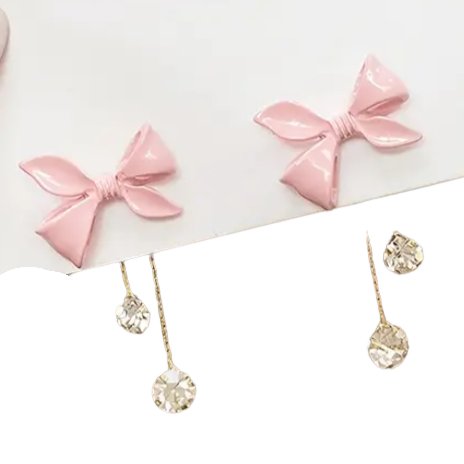 BeMore Pink Series : Silver Pink Bowtie Earrings