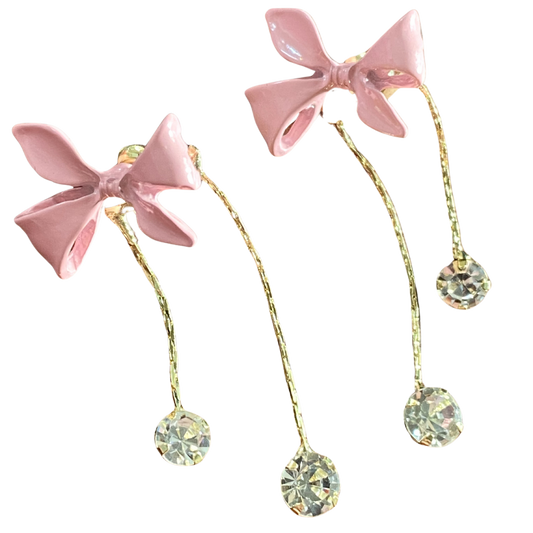 BeMore Pink Series : Silver Pink Bowtie Earrings