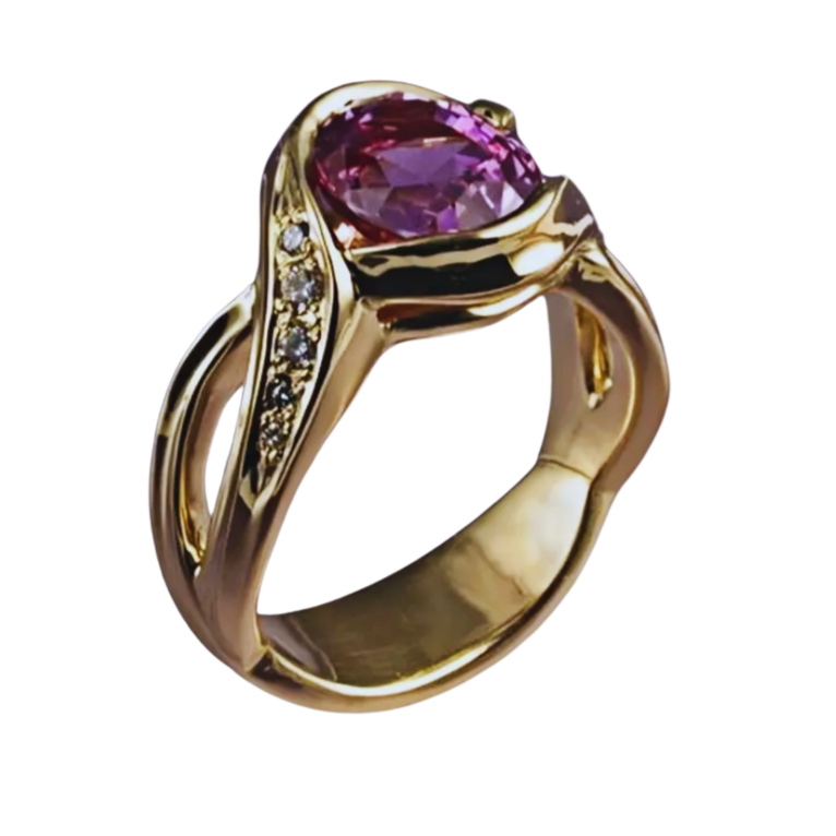 BeMore Royal Series : 14K verguld Purple Rain Ring