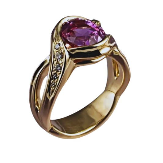 BeMore Royal Series : 14K verguld Purple Rain Ring