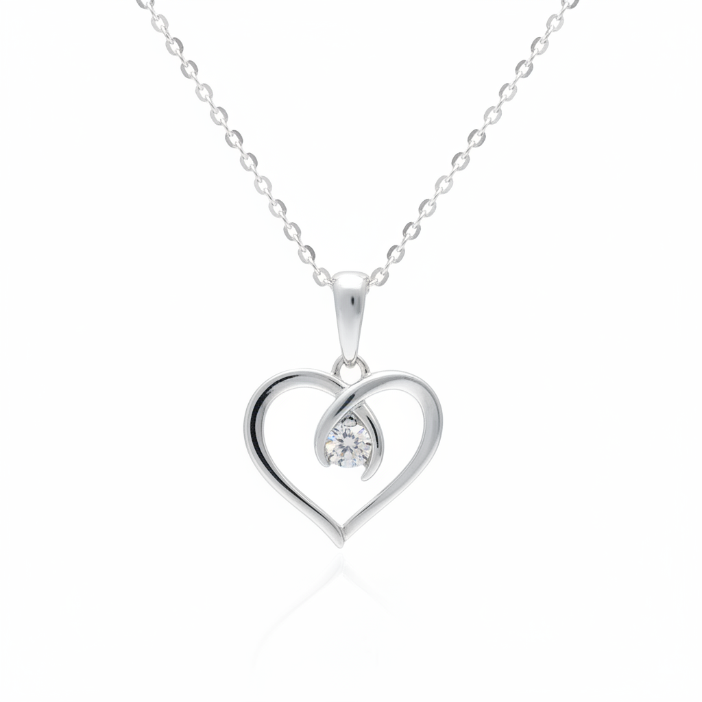 BeMore Heart Series : Zilveren Hart Ketting stijl 2