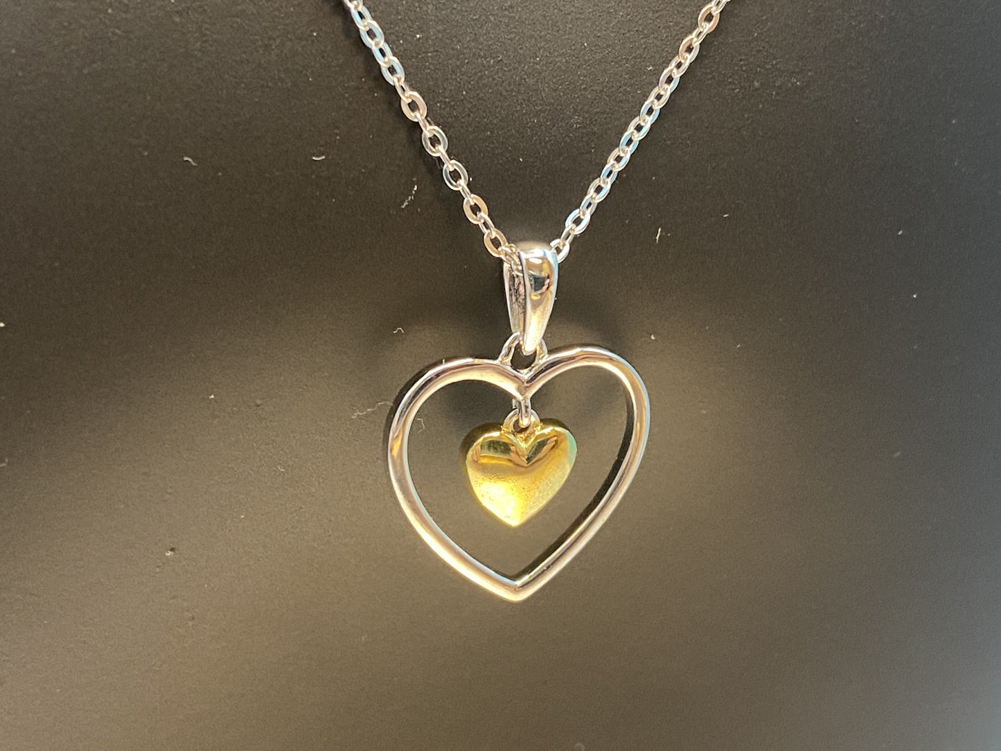 BeMore Heart Series : Golden heart in Silver heart
