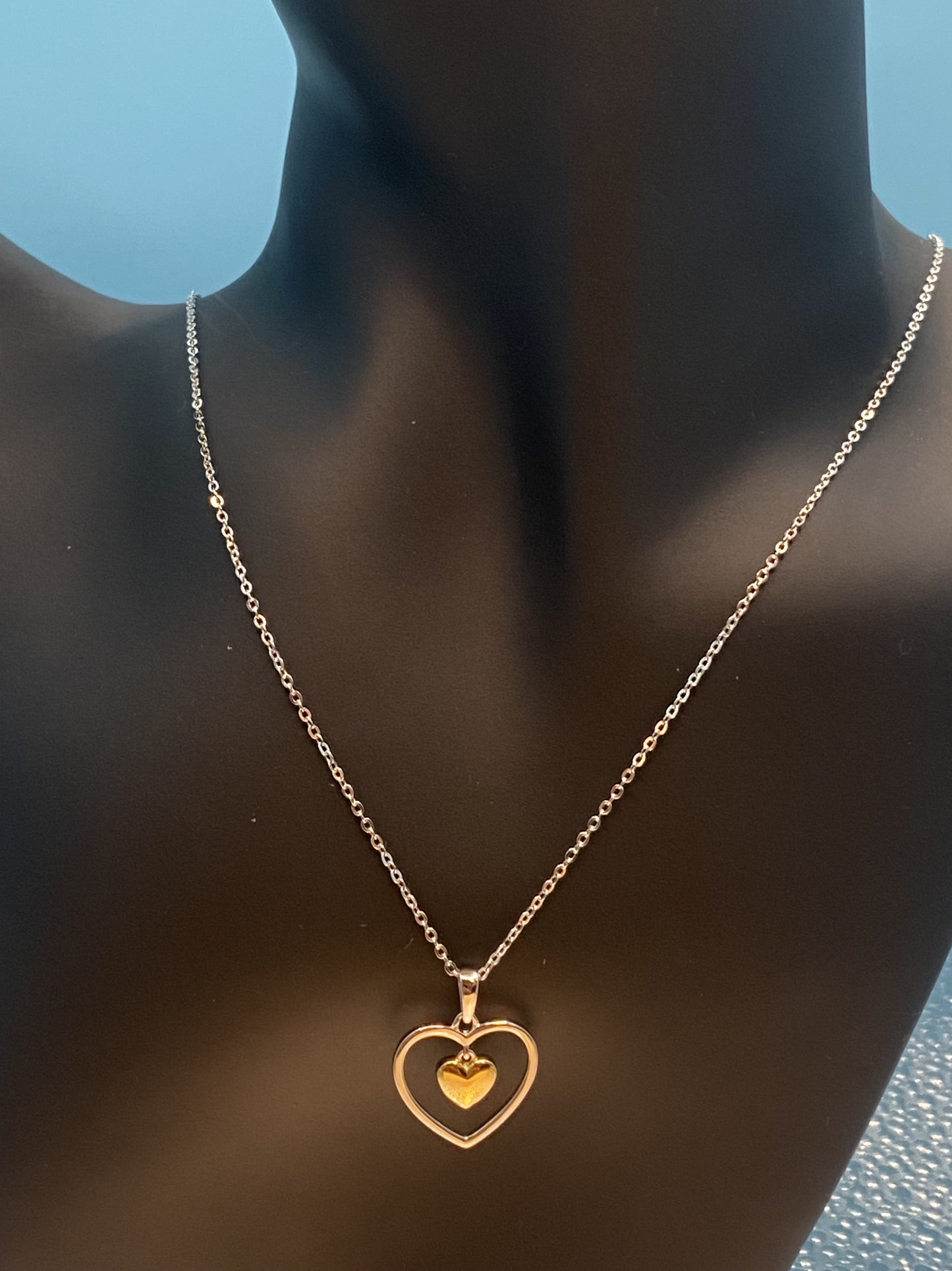 BeMore Heart Series : Golden heart in Silver heart