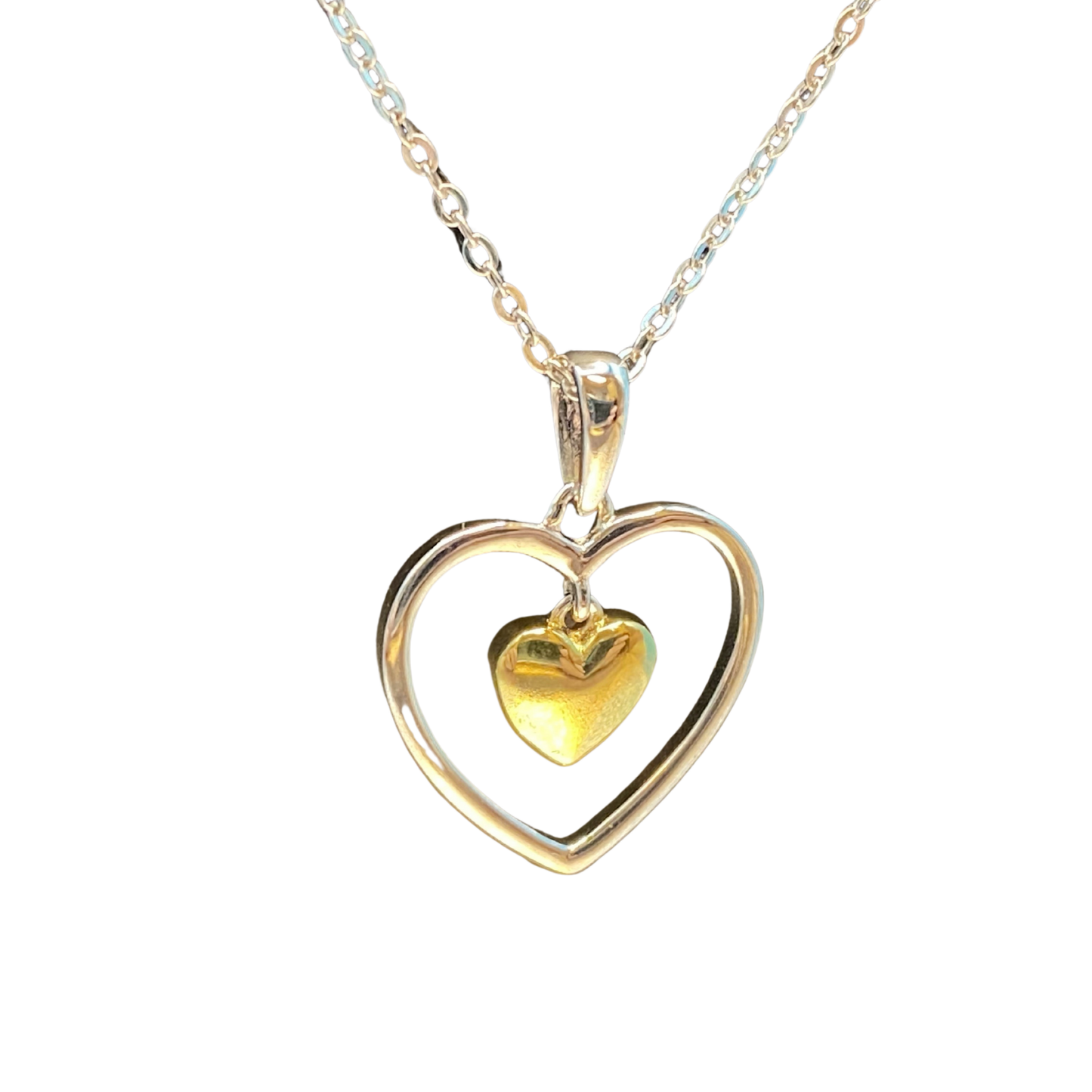 BeMore Heart Series : Golden heart in Silver heart