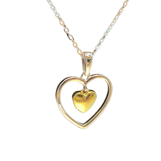 BeMore Heart Series : Golden heart in Silver heart