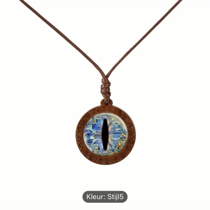 BeMore Mystic Series: Lederen halsketting met kattenoog