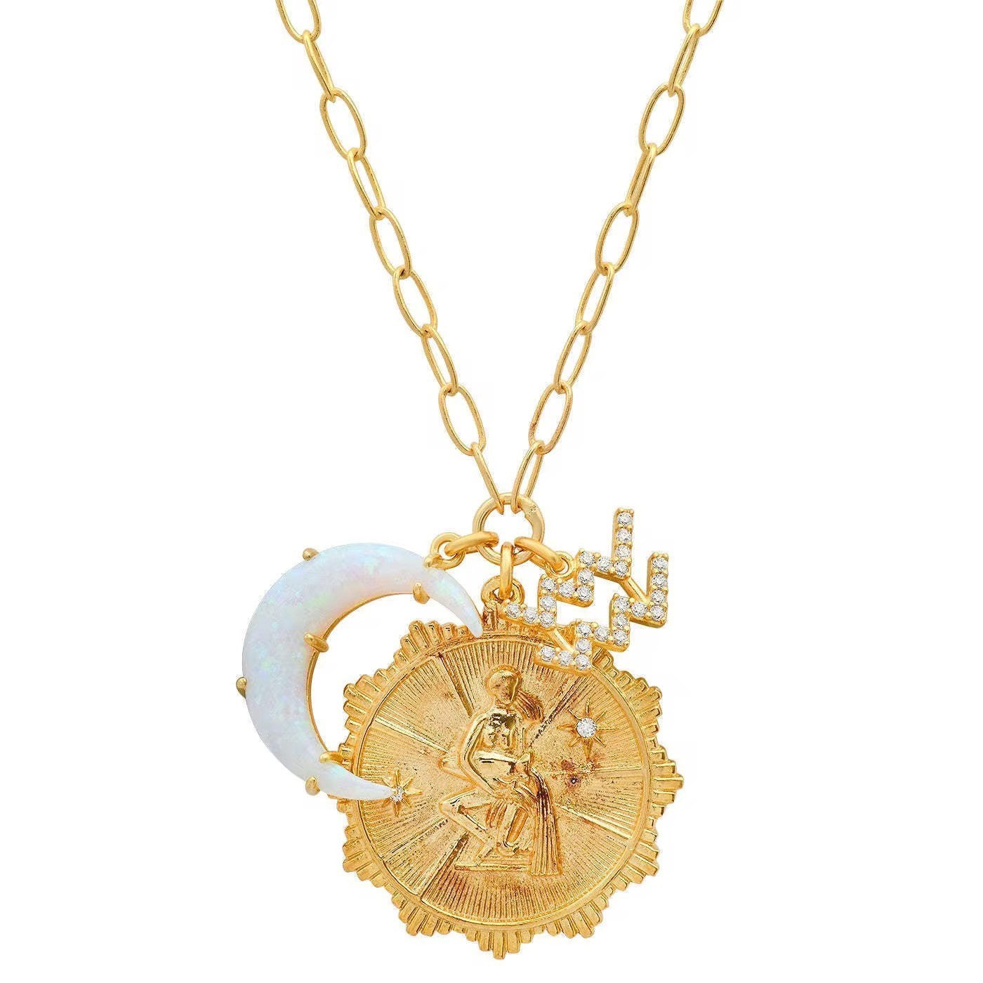 BeMore Zodiac Series Horoscope Sign Half Moon Opal