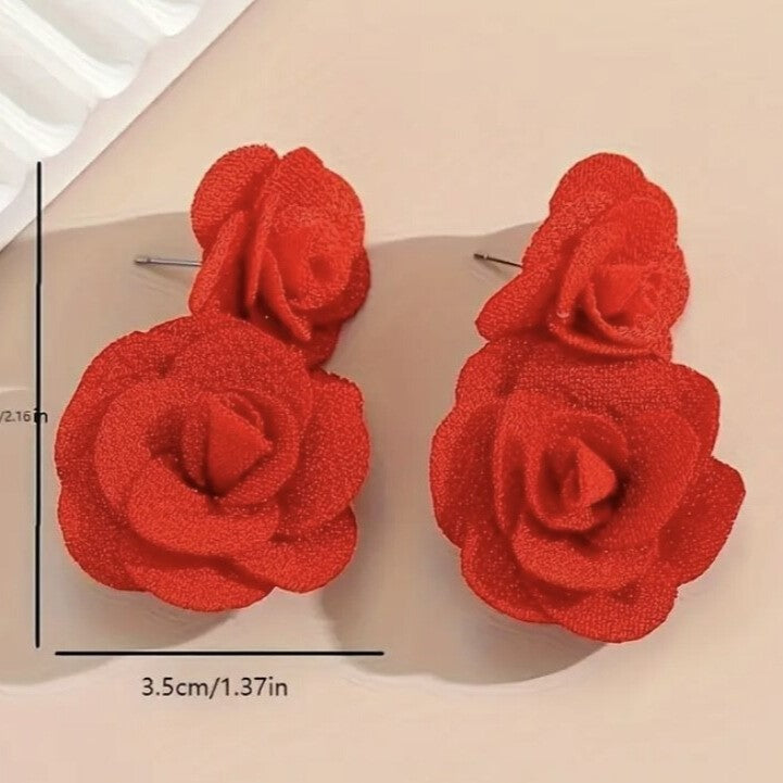 BeMore Nature Series:  Hand made red rose earrings