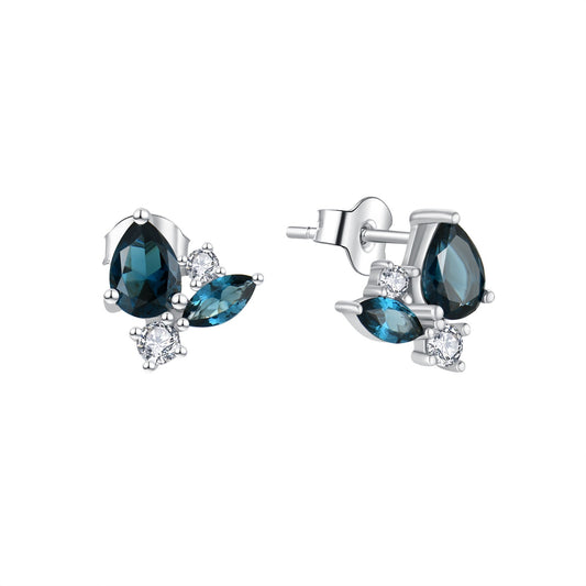 BeMore Elegance Series : Deep Blue Earrings Leaf