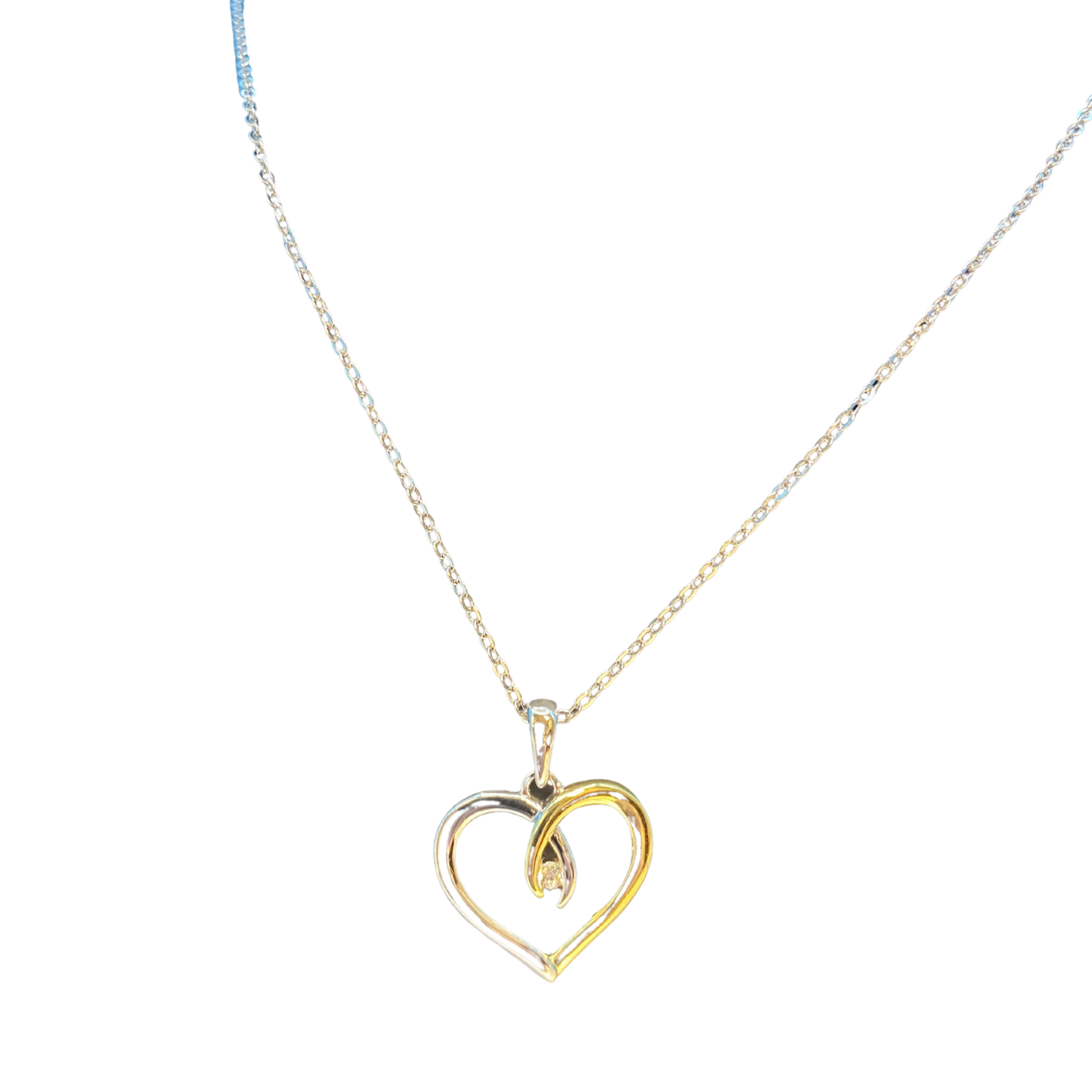 BeMore Heart Series : Silver and Gold Heart Necklace