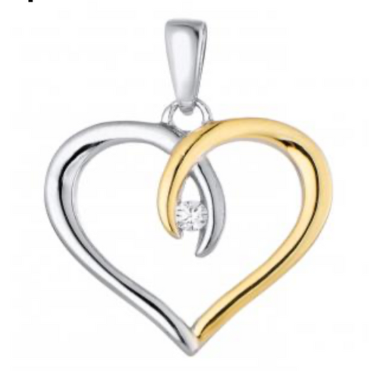 BeMore Heart Series : Silver and Gold Heart Necklace