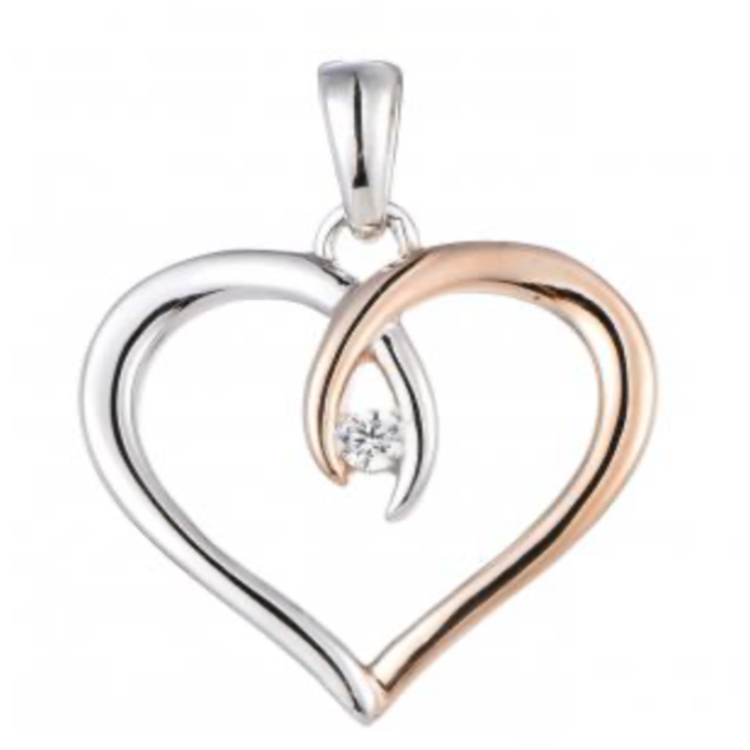 BeMore Heart Series : Silver and Rose Gold Heart Necklace