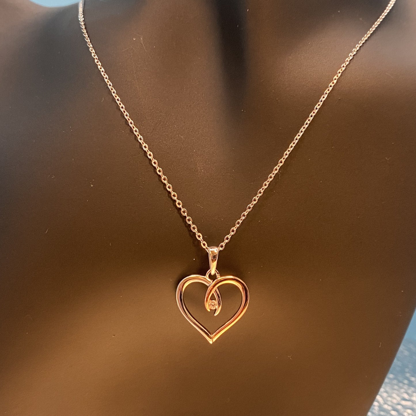 BeMore Heart Series : Silver and Rose Gold Heart Necklace