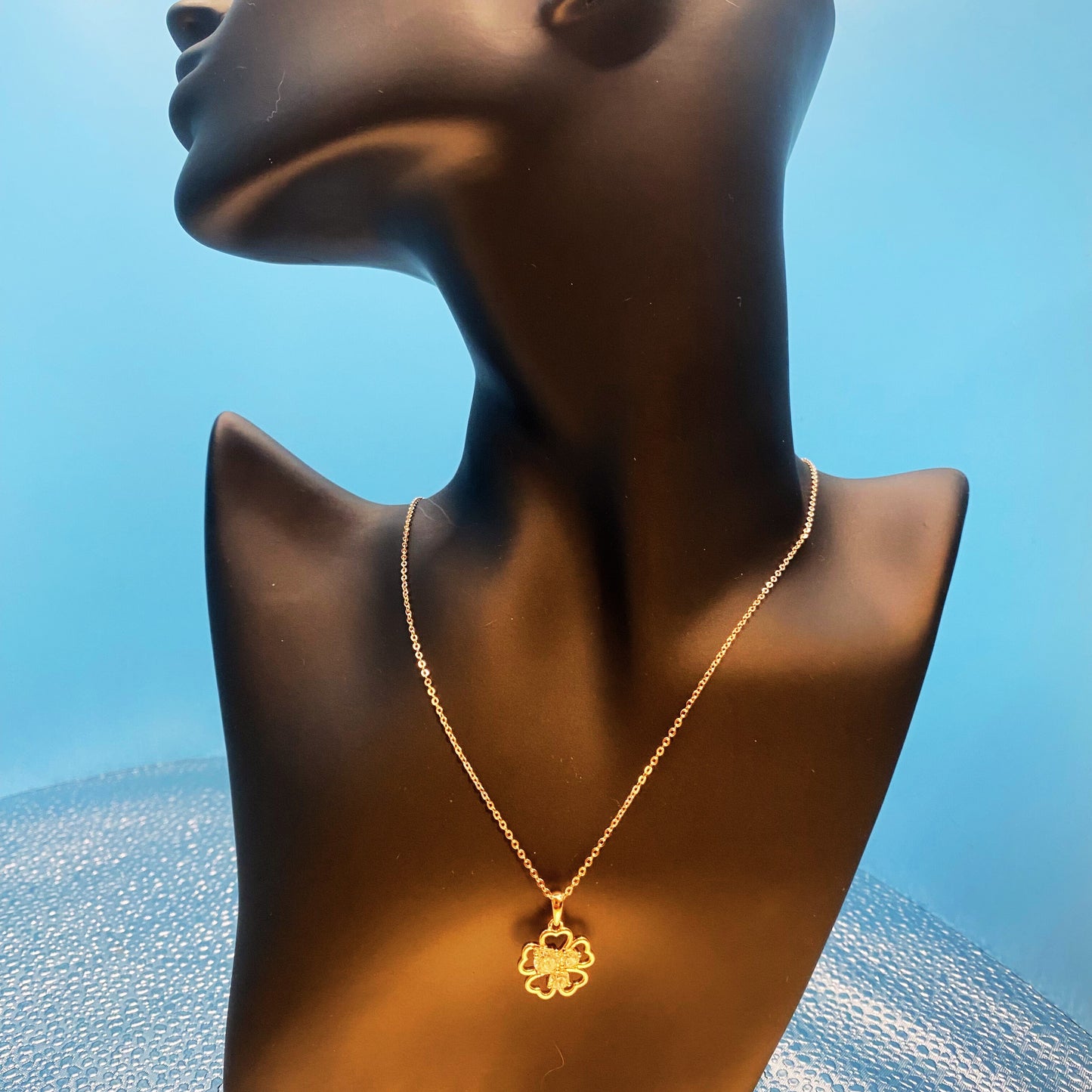 BeMore Nature Series Rose Gold Four Leaf Clover Necklace