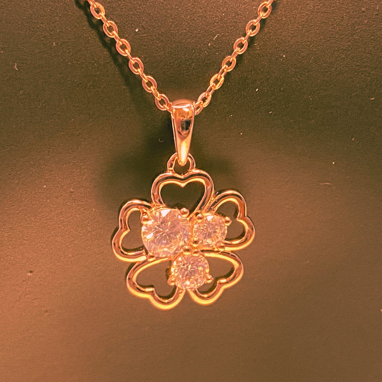 BeMore Nature Series Rose Gold Four Leaf Clover Necklace