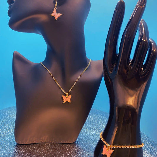 BeMore Animal Series : Butterfly Jewellery set: necklace, earrings, bracelet