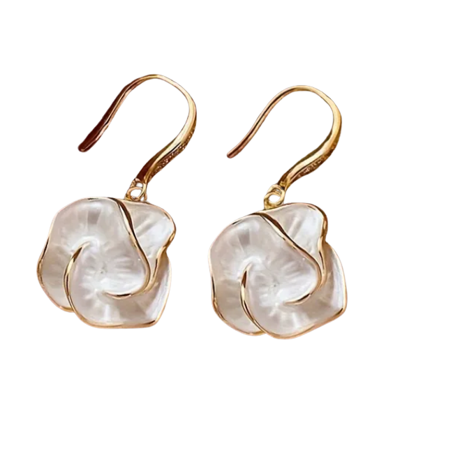 BeMore Oriental Series : White Lotus Earrings