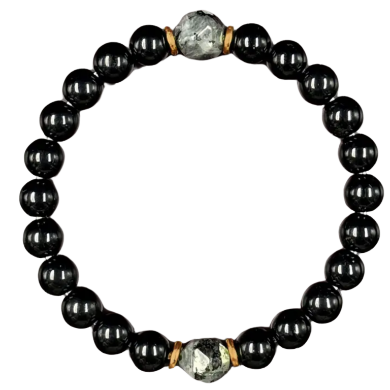 BeMore Mystic Series : Protection Bracelet - Obsidian and Tourmaline
