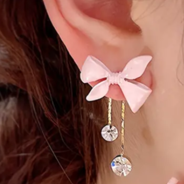 BeMore Pink Series : Silver Pink Bowtie Earrings