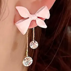 BeMore Pink Series : Silver Pink Bowtie Earrings