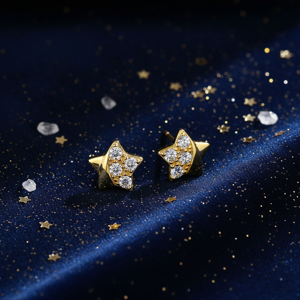 Gold Star Earrings - Galaxy Flat Lay
