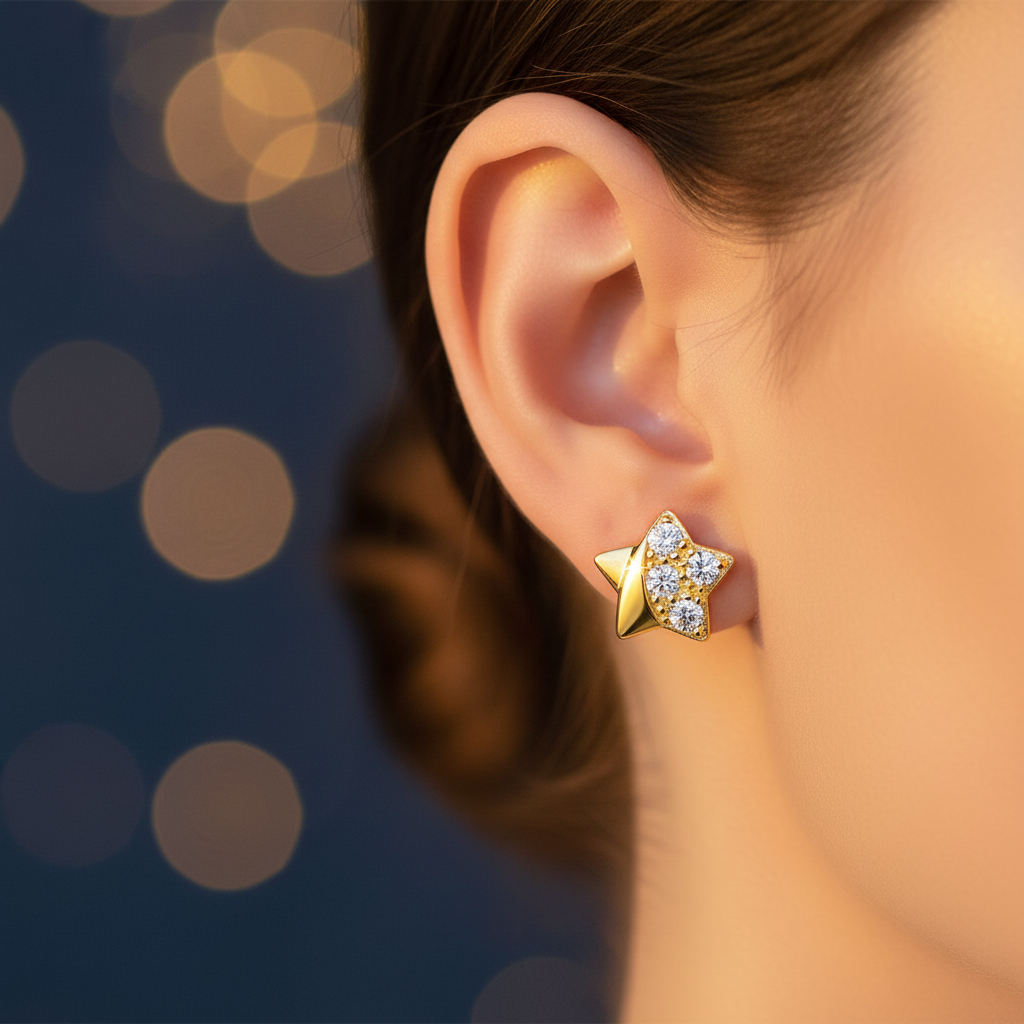 Gold Star Earrings - Lifestyle