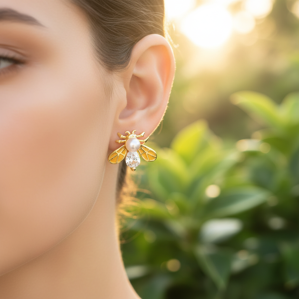Honeybee Earrings - Lifestyle