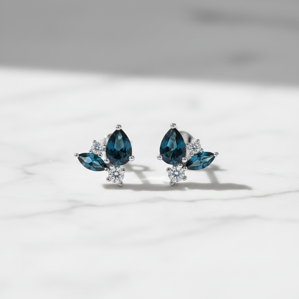 Deep Blue Earrings - Marble