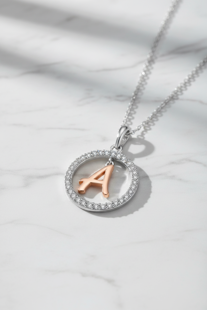 Letter A Necklace - Marble