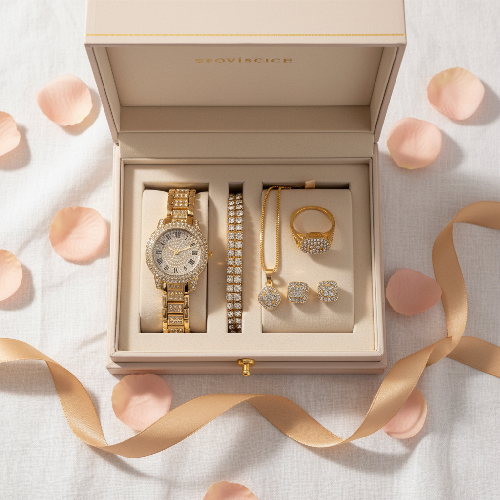 Jewellery Gift Set with Watch - Gift Flat Lay
