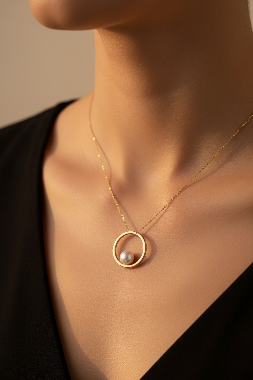 Pearl Balance Necklace - Lifestyle Neck Shot
