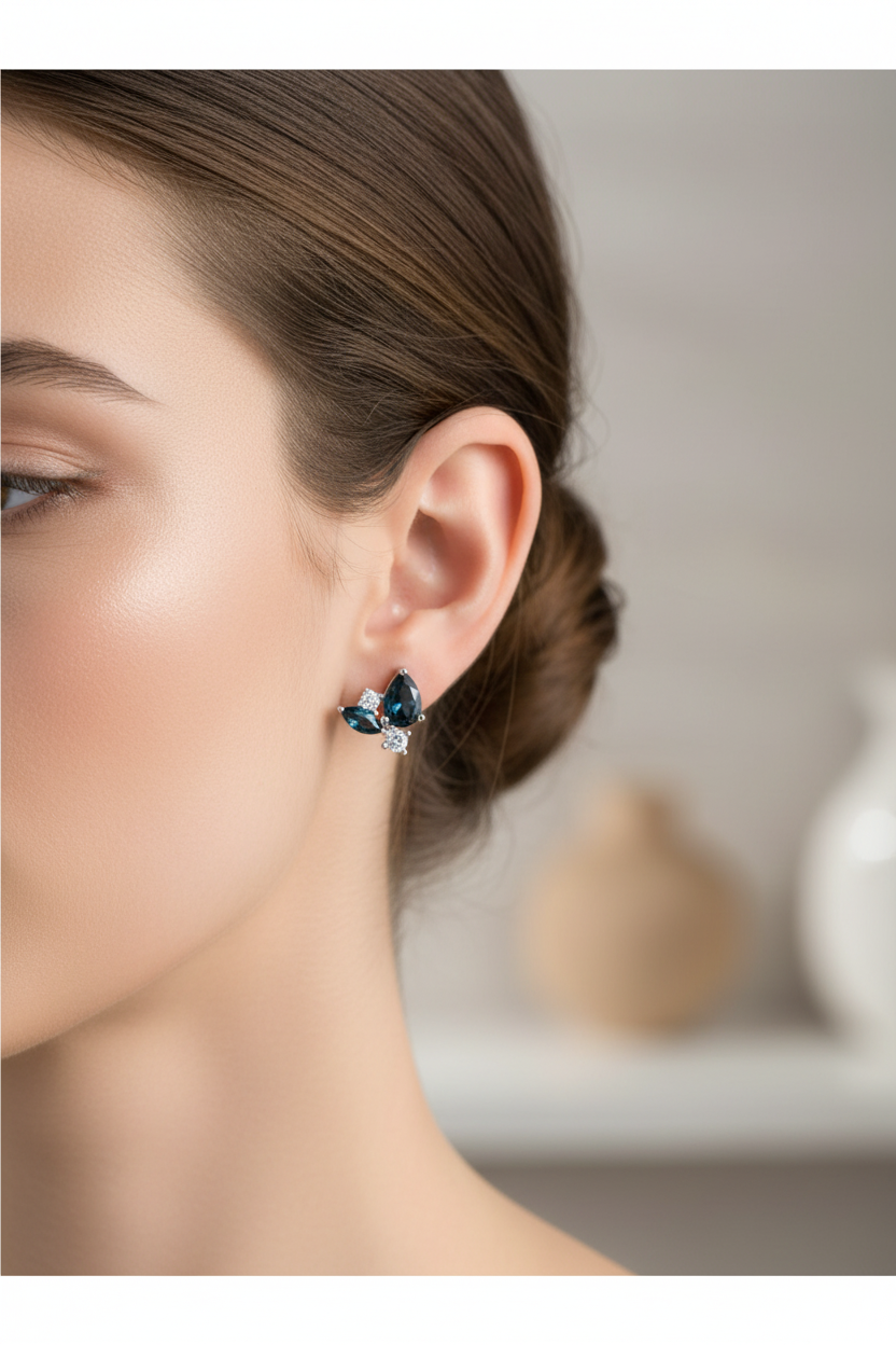 Deep Blue Earrings - Worn