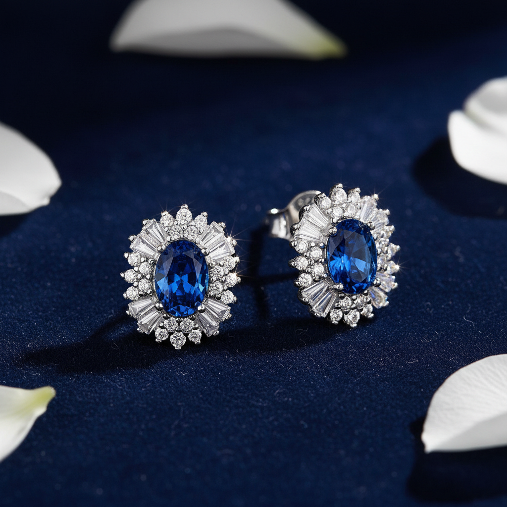 Deep Blue Antoinette Earrings - Navy Velvet