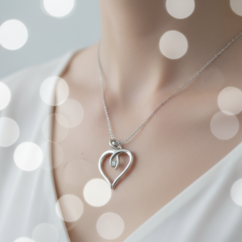 Silver Heart Necklace - Lifestyle