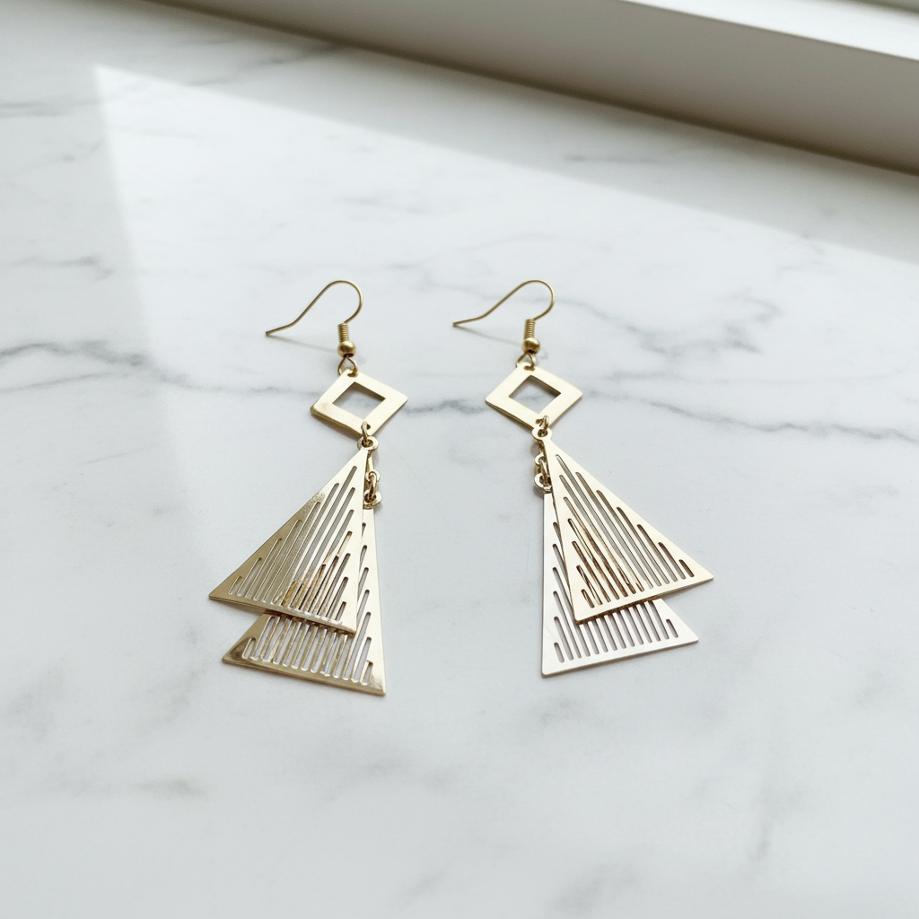 Gold Geometric Dangle Earrings - Studio