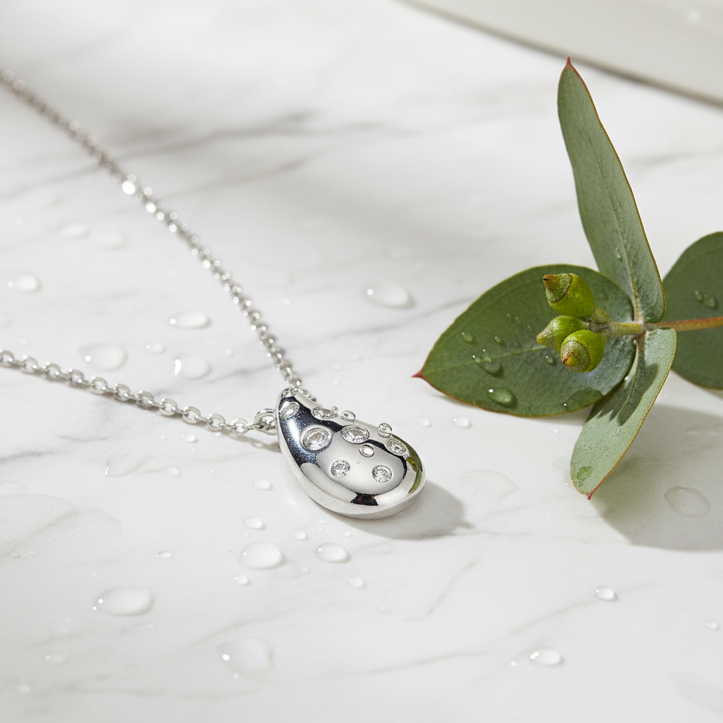 Droplet Necklace - Marble with Eucalyptus