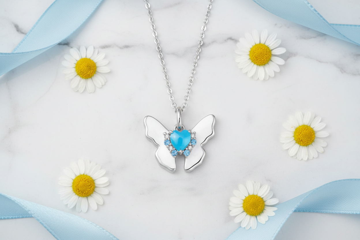 Butterfly Blue - Marble Flat Lay