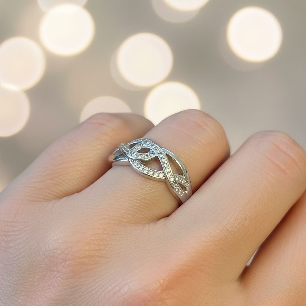 S925 Silver Braided Infinity Ring - Lifestyle Shot