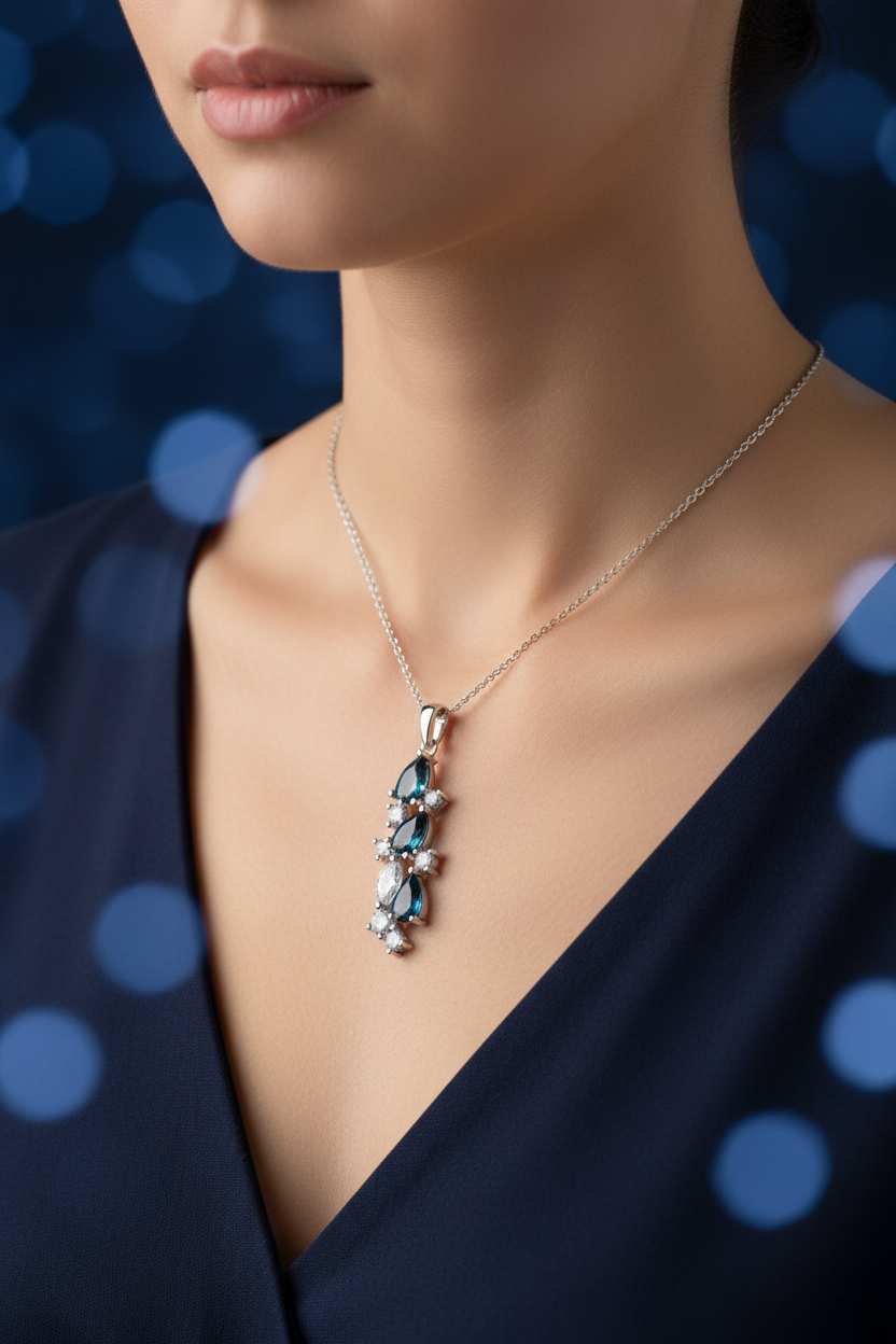 Deep Blue Necklace - Worn