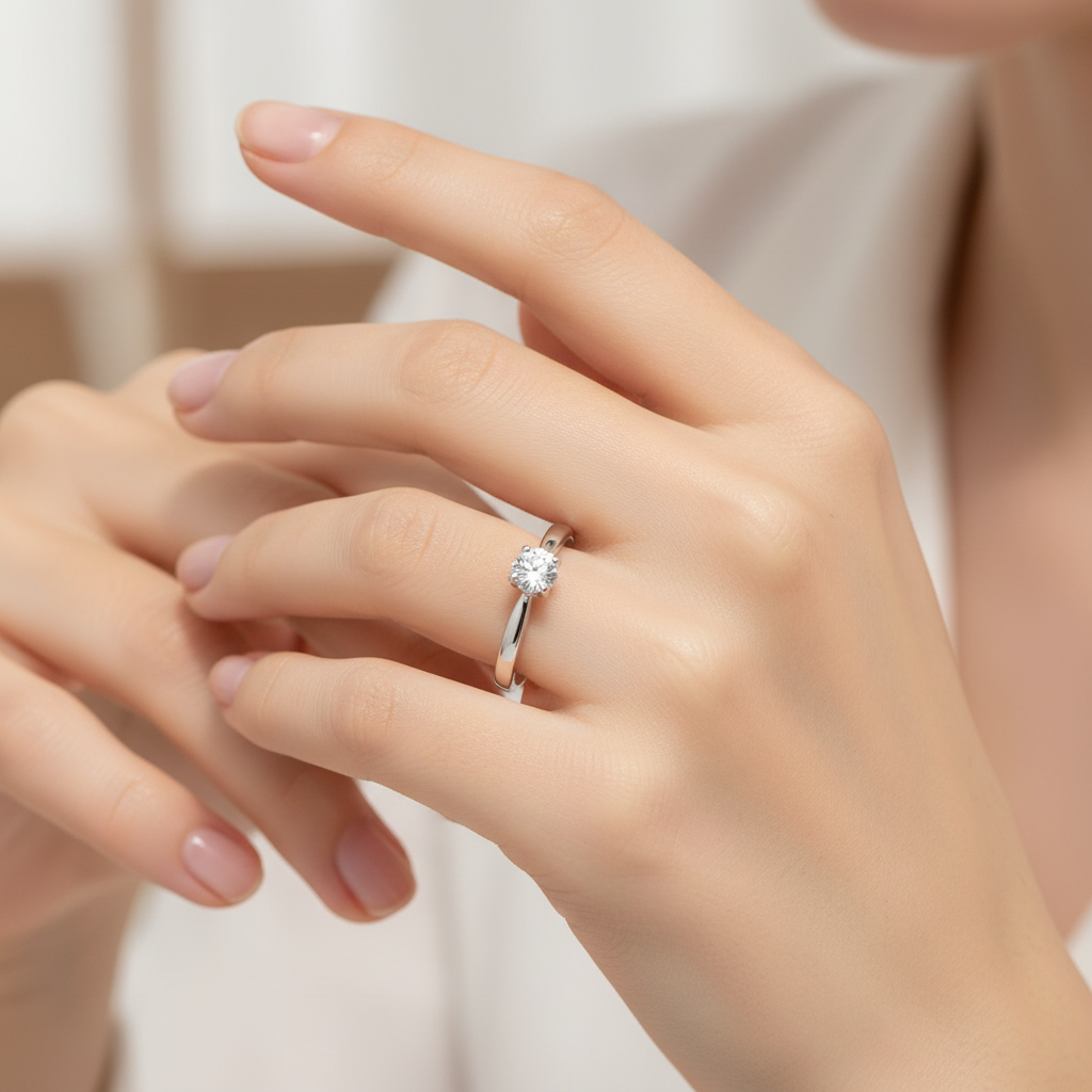 BeMore Budget Series Simply Stunning White K ring worn on hand
