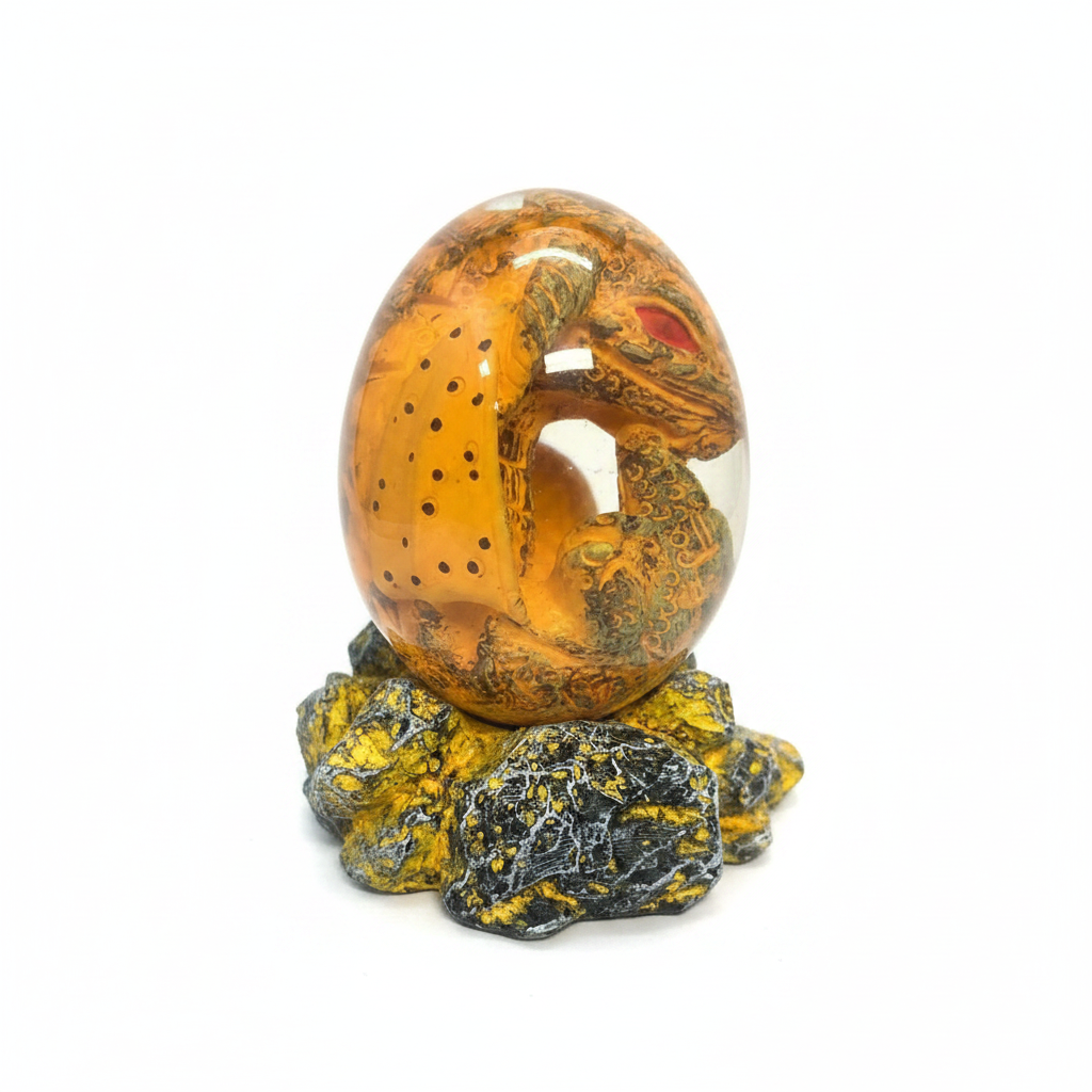 Ember Dragon Egg on volcanic rock base, white background thumbnail