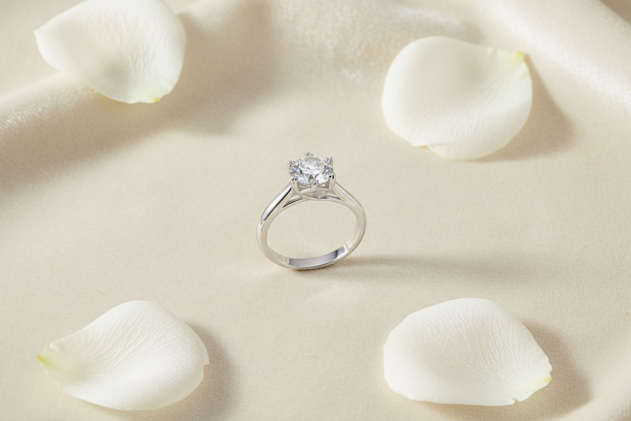 Silver Rock Ring - Cream Velvet Flat Lay