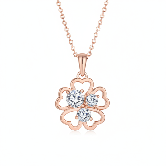 Rose Gold Four Leaf Clover Necklace - Thumbnail