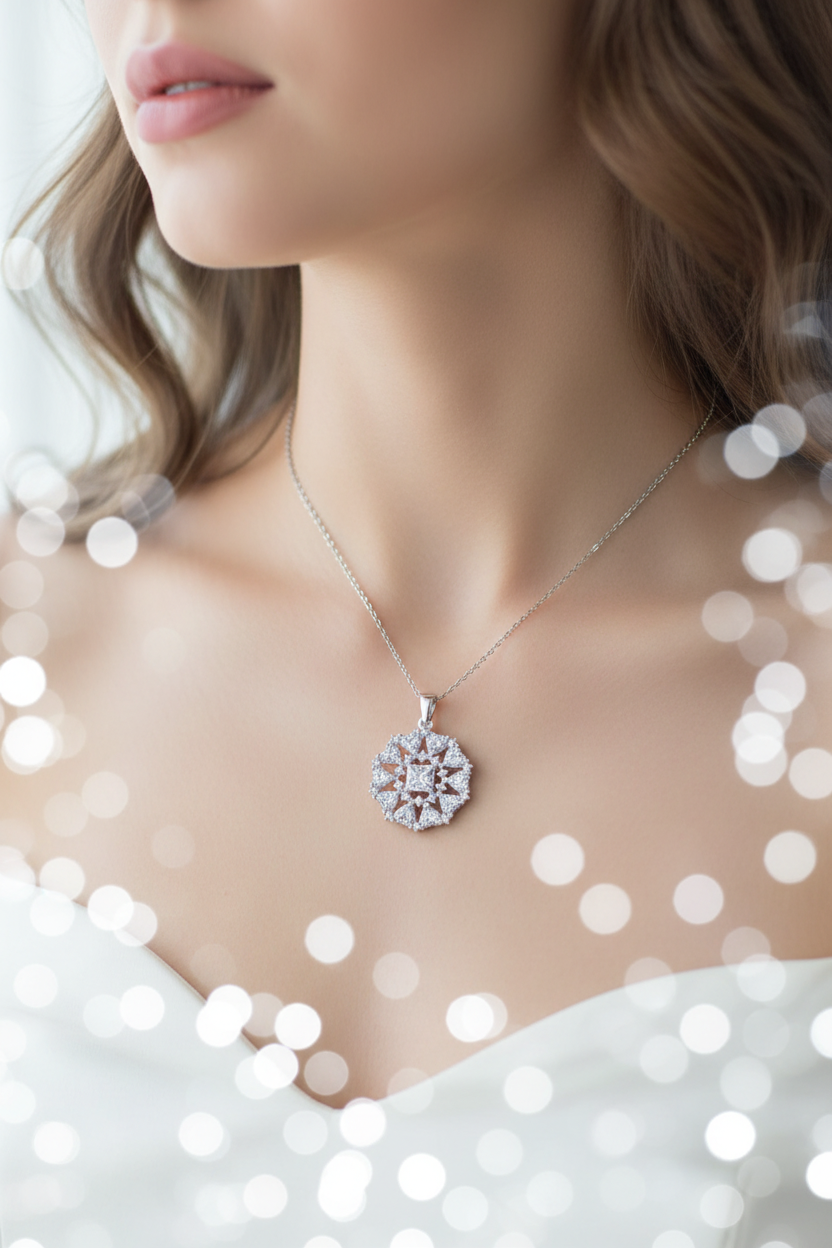 Mandala Hearts Necklace - Worn