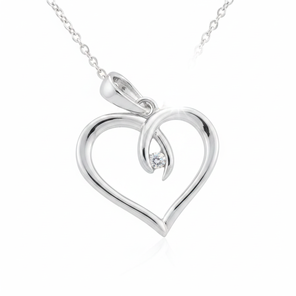 Silver Heart Necklace - Thumbnail
