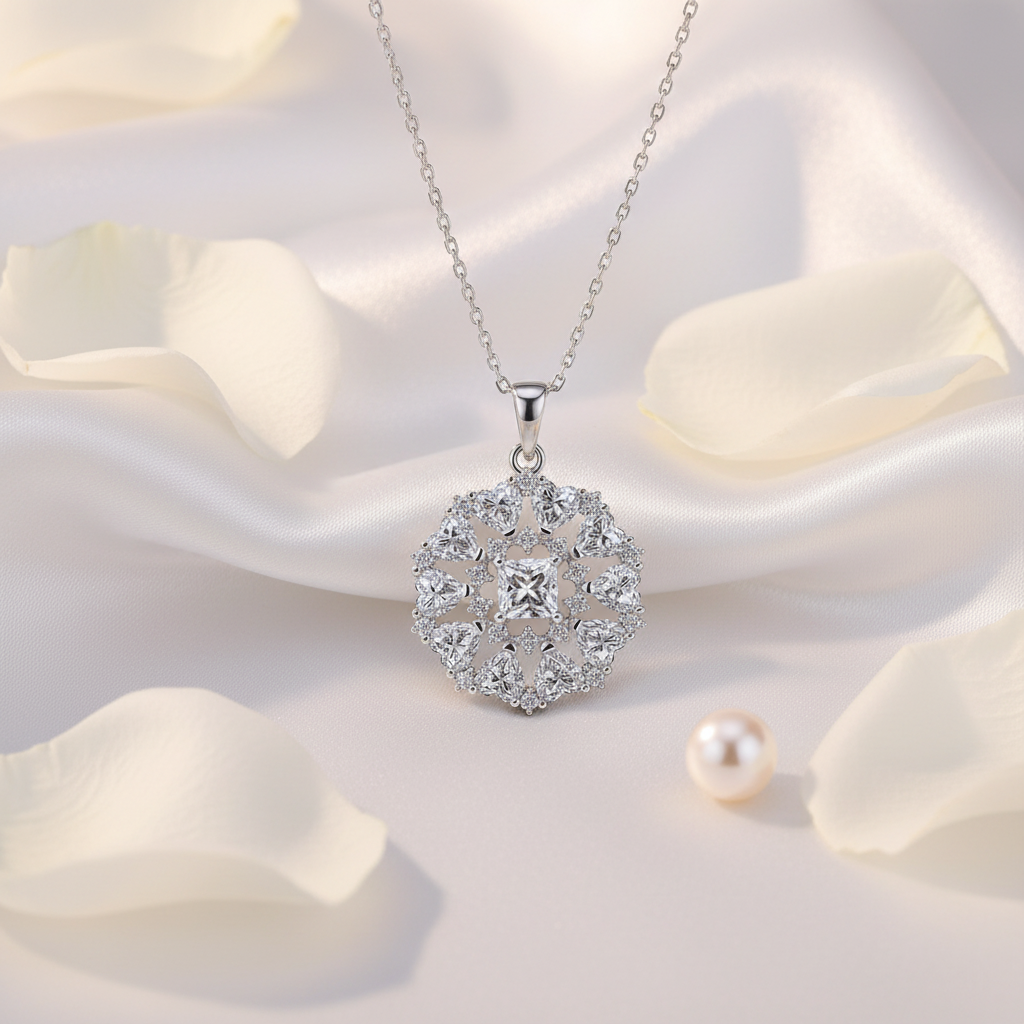 Mandala Hearts Necklace - Flat Lay
