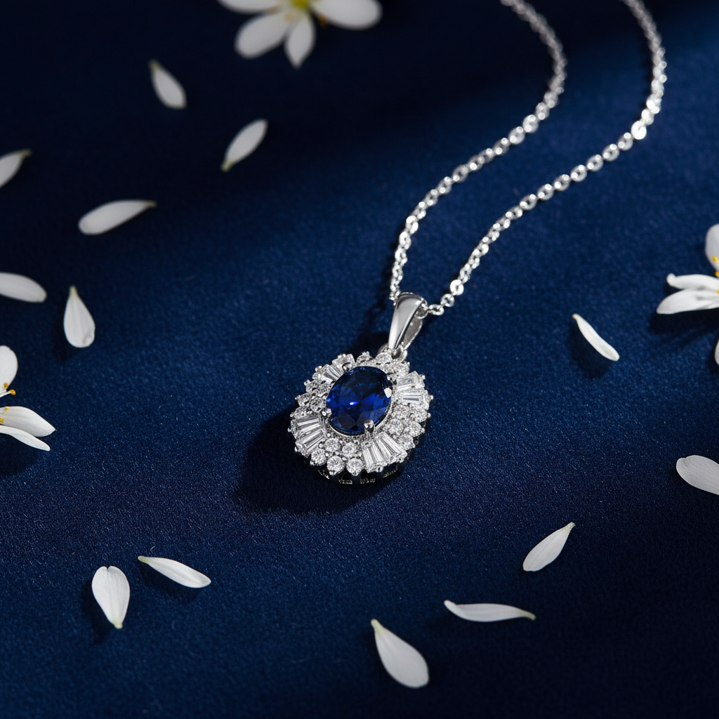 Deep Blue Antoinette Necklace - Navy Velvet