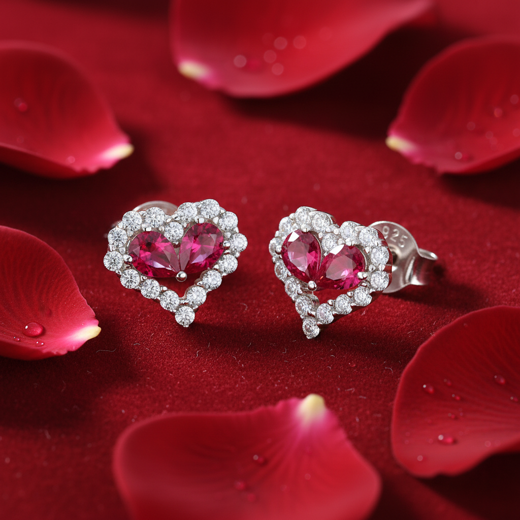 Heartshaped Red Earrings - Red Velvet